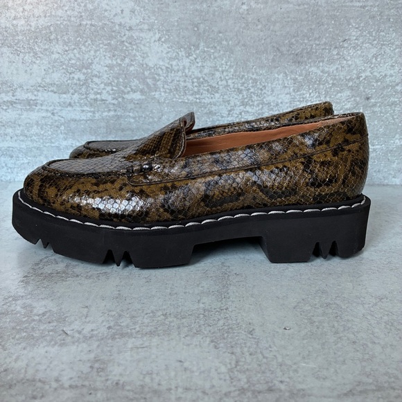 Aquatalia Women’s Loafer Hayley Snake Embossed Green Size 9 NWOT - Picture 4 of 9